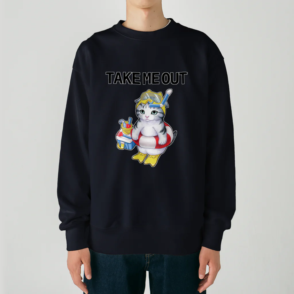 nya-mew（ニャーミュー）のつれてけ猫 Heavyweight Crew Neck Sweatshirt