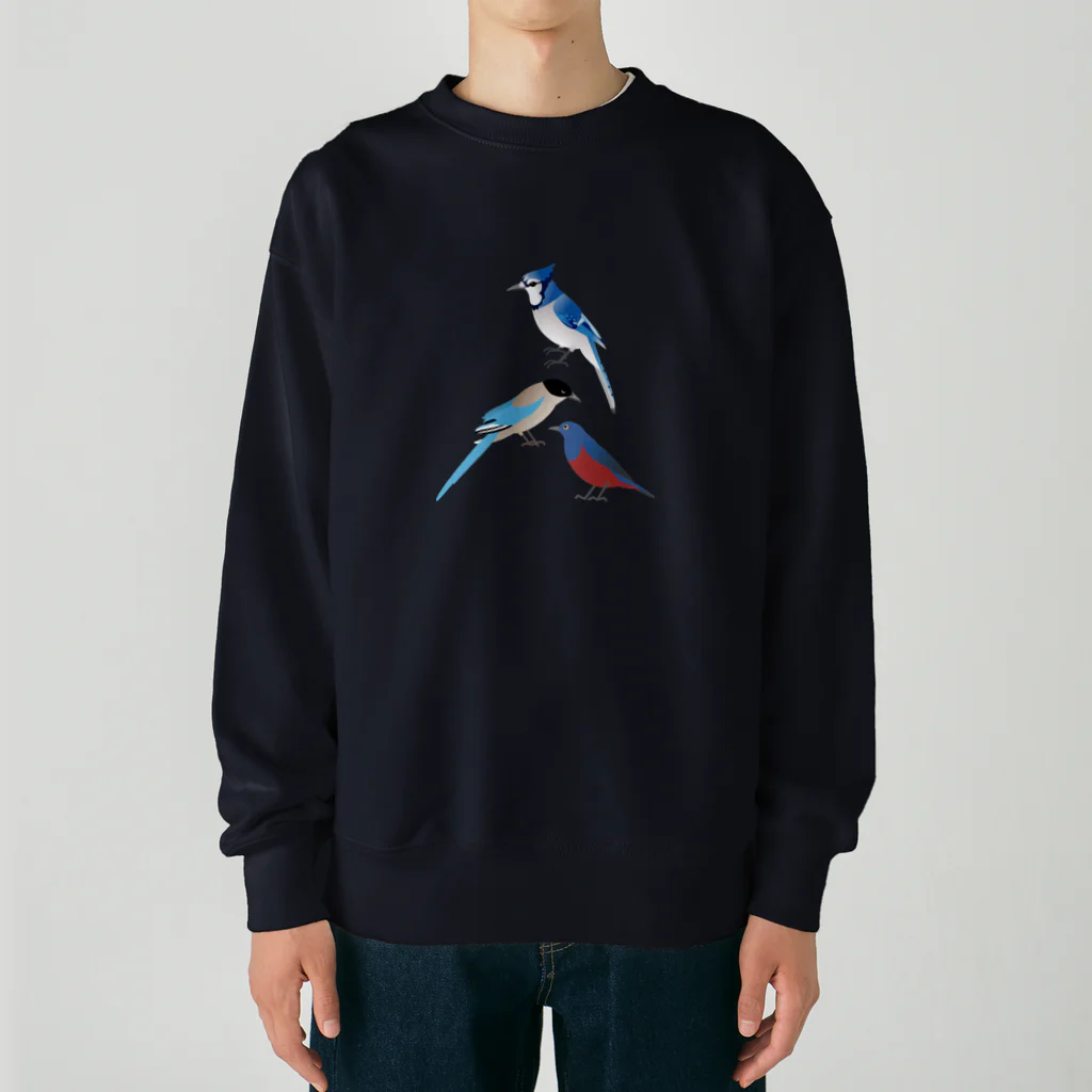 エダマメトイチ雑貨店のI love blue birds 3 イソヒヨドリ  Heavyweight Crew Neck Sweatshirt