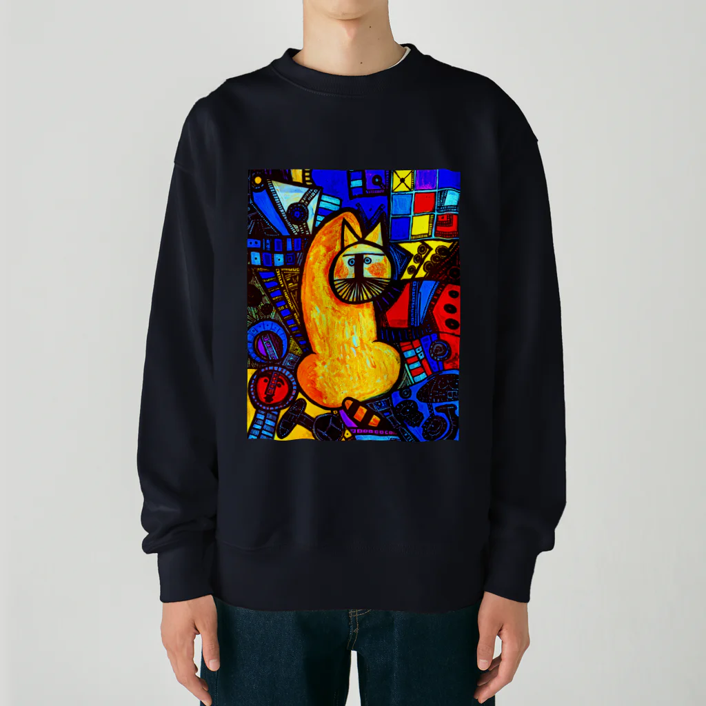 関ヶ原すー子の振り向く猫😺 Heavyweight Crew Neck Sweatshirt