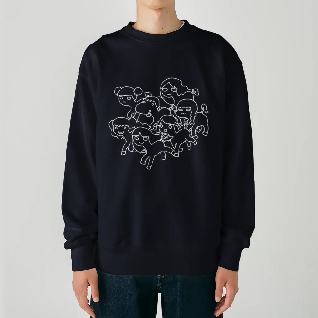 キノコマニアックの麻理子ちゃんダービー(ホワイト) Heavyweight Crew Neck Sweatshirt