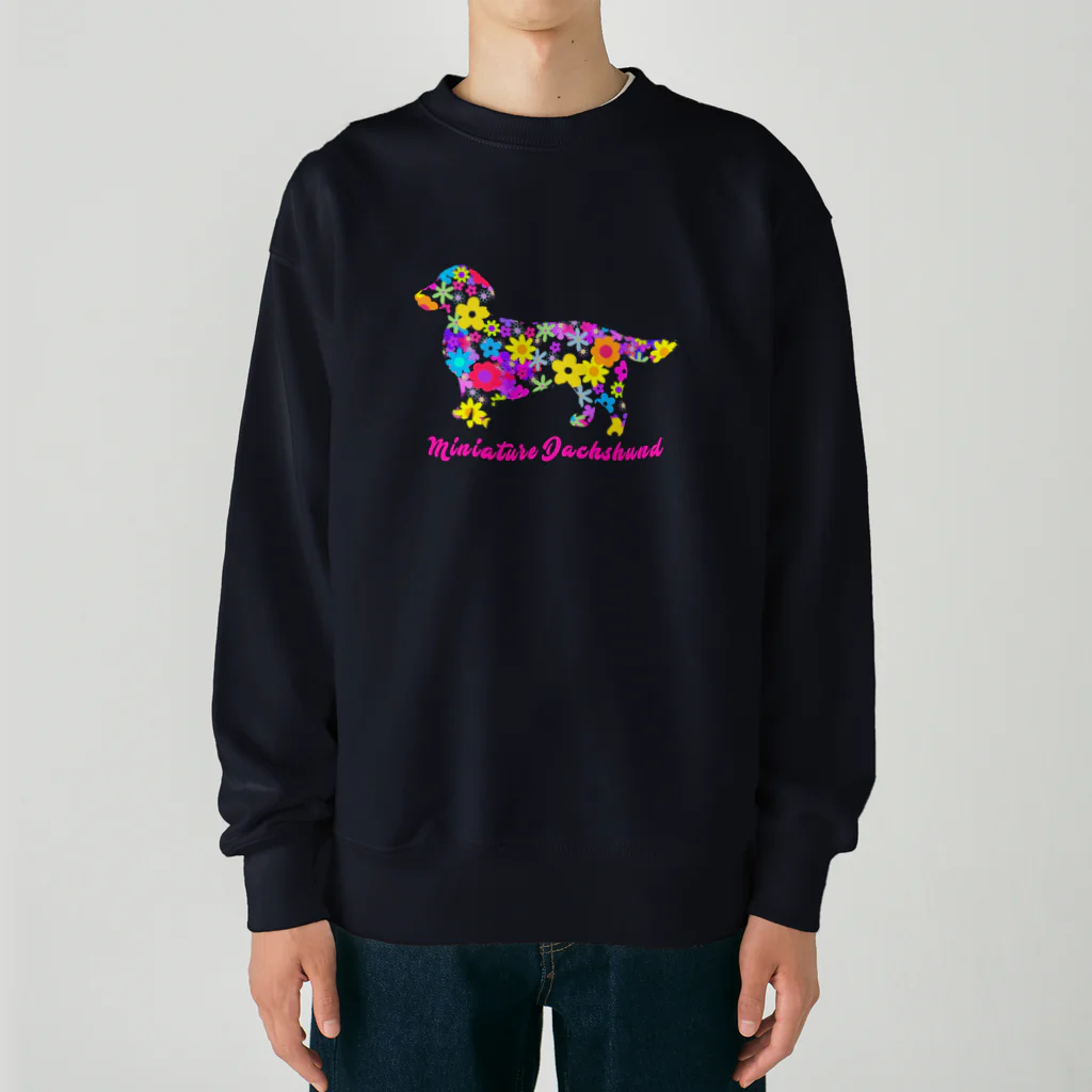 AtelierBoopのミニチュアダックス　フラワーパーティ Heavyweight Crew Neck Sweatshirt