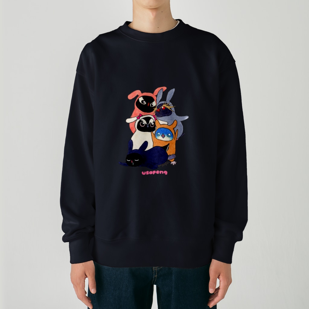ヤママユ(ヤママユ・ペンギイナ)のうさぺん。 Heavyweight Crew Neck Sweatshirt