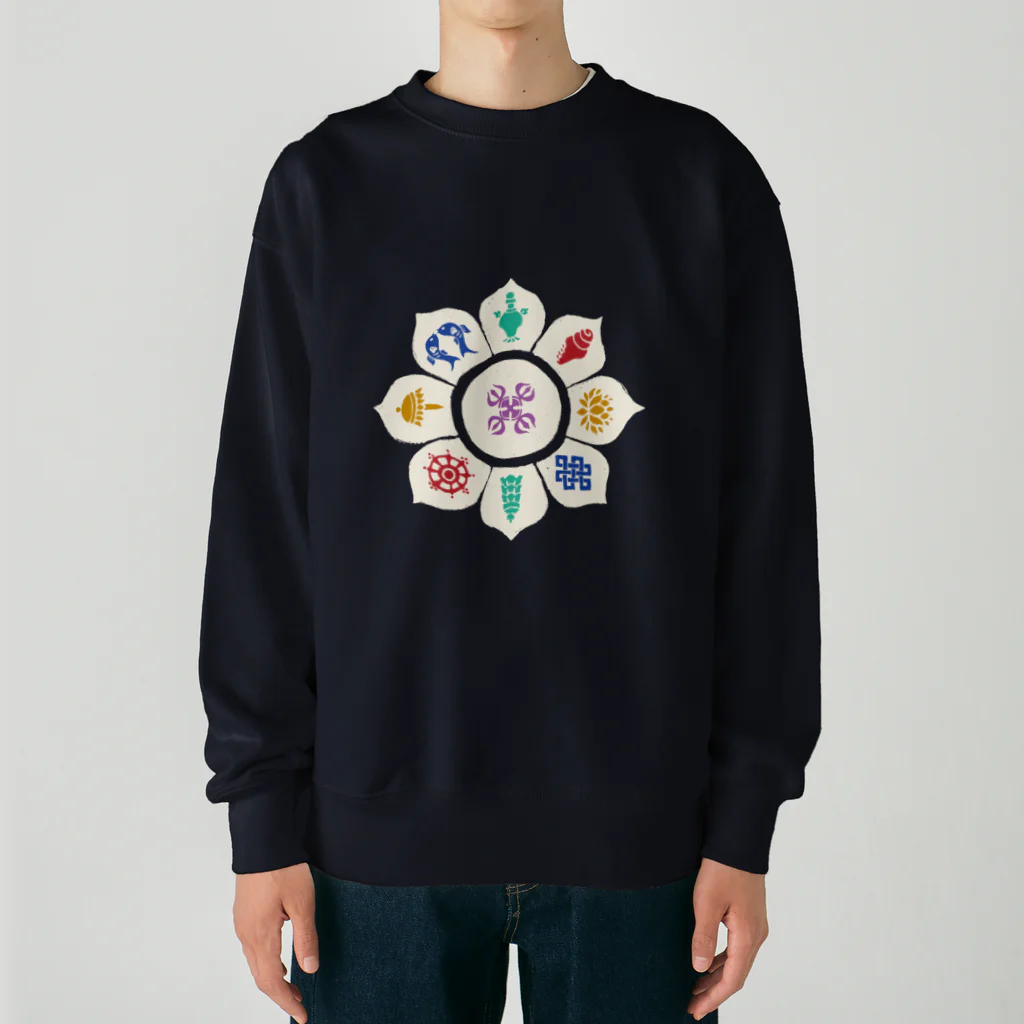 IZANAMI by Akane Yabushitaのチベットの八吉祥（背景透過） Heavyweight Crew Neck Sweatshirt