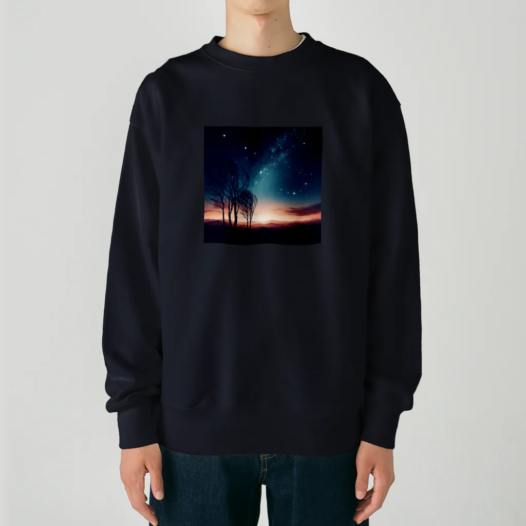 終わらない夢🌈の幻想的な夜空🌌 Heavyweight Crew Neck Sweatshirt