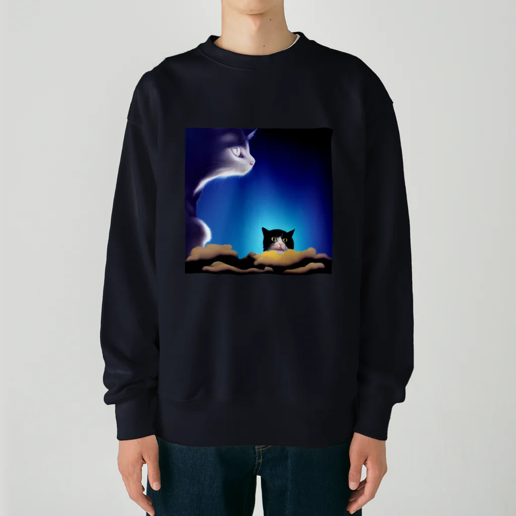 jamrovin39@ひまからの脱却！！のAIよりAIをこめて（ねことぬこ） Heavyweight Crew Neck Sweatshirt