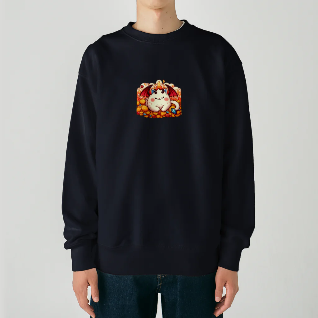 nekodoragonのおやすみ！猫ドラゴン　背景透過ver Heavyweight Crew Neck Sweatshirt