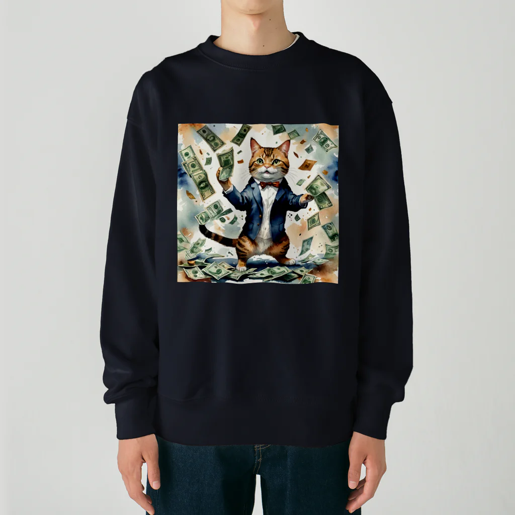 なむねこの猫社長 Heavyweight Crew Neck Sweatshirt