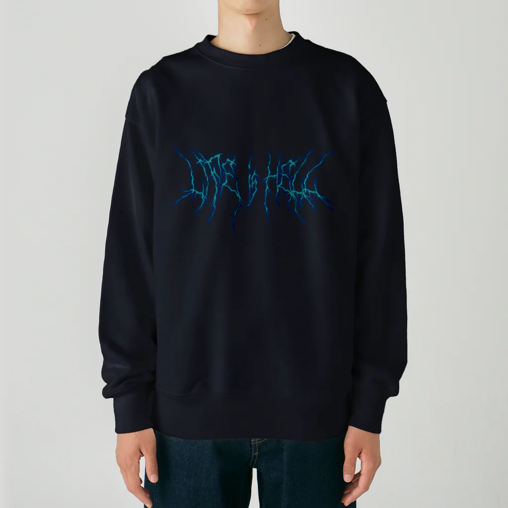 Parallel Imaginary Gift ShopのLife is Hell（Blue） Heavyweight Crew Neck Sweatshirt