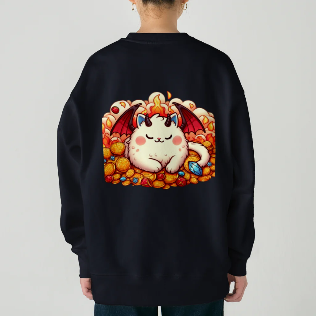 nekodoragonのおやすみ！猫ドラゴン　背景透過ver Heavyweight Crew Neck Sweatshirt