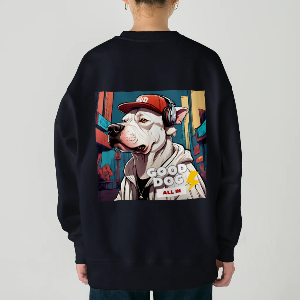 reon-5のストリート風の雰囲気が漂う犬のデザインです。 Heavyweight Crew Neck Sweatshirt