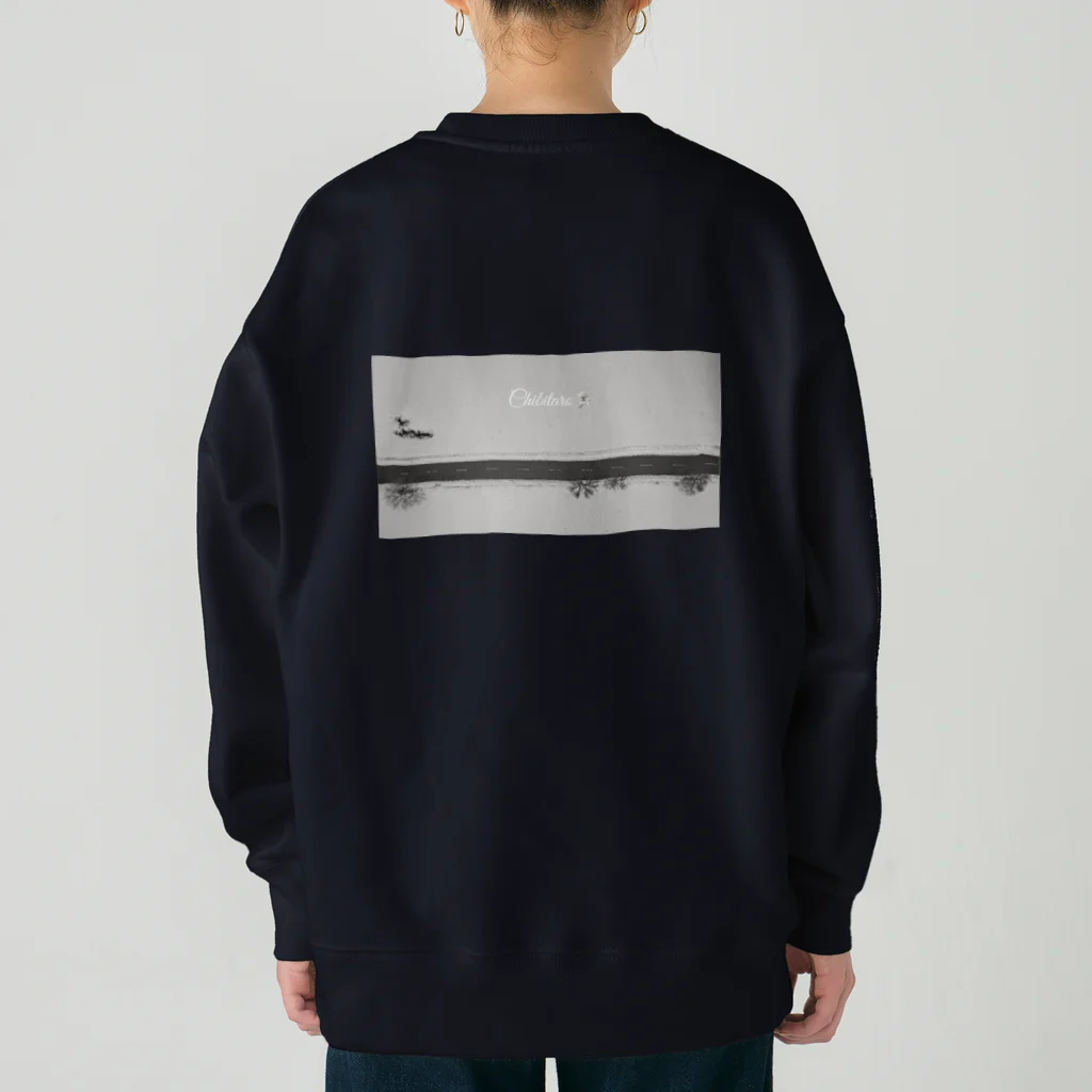 ちび太郎ショップのちび太郎　バックプリント　モノクロ Heavyweight Crew Neck Sweatshirt