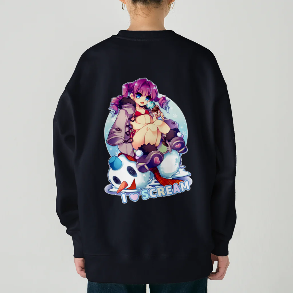 月蝕ざっか店＠SUZURIのI♥SCREAM（For Backprint） Heavyweight Crew Neck Sweatshirt