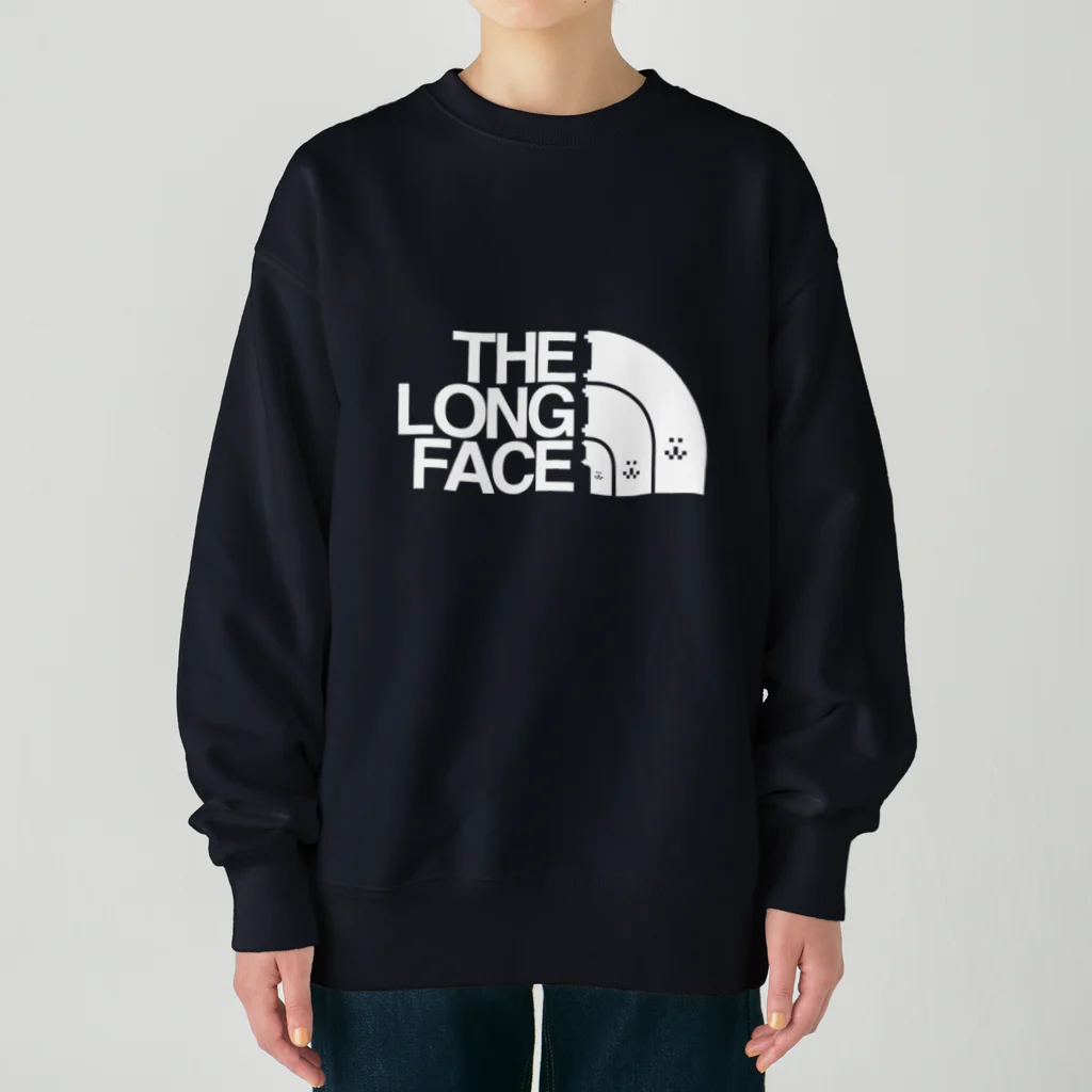 ベリロンファンストア suzuri支店のTHE LONG FACE WHITELOGO Heavyweight Crew Neck Sweatshirt