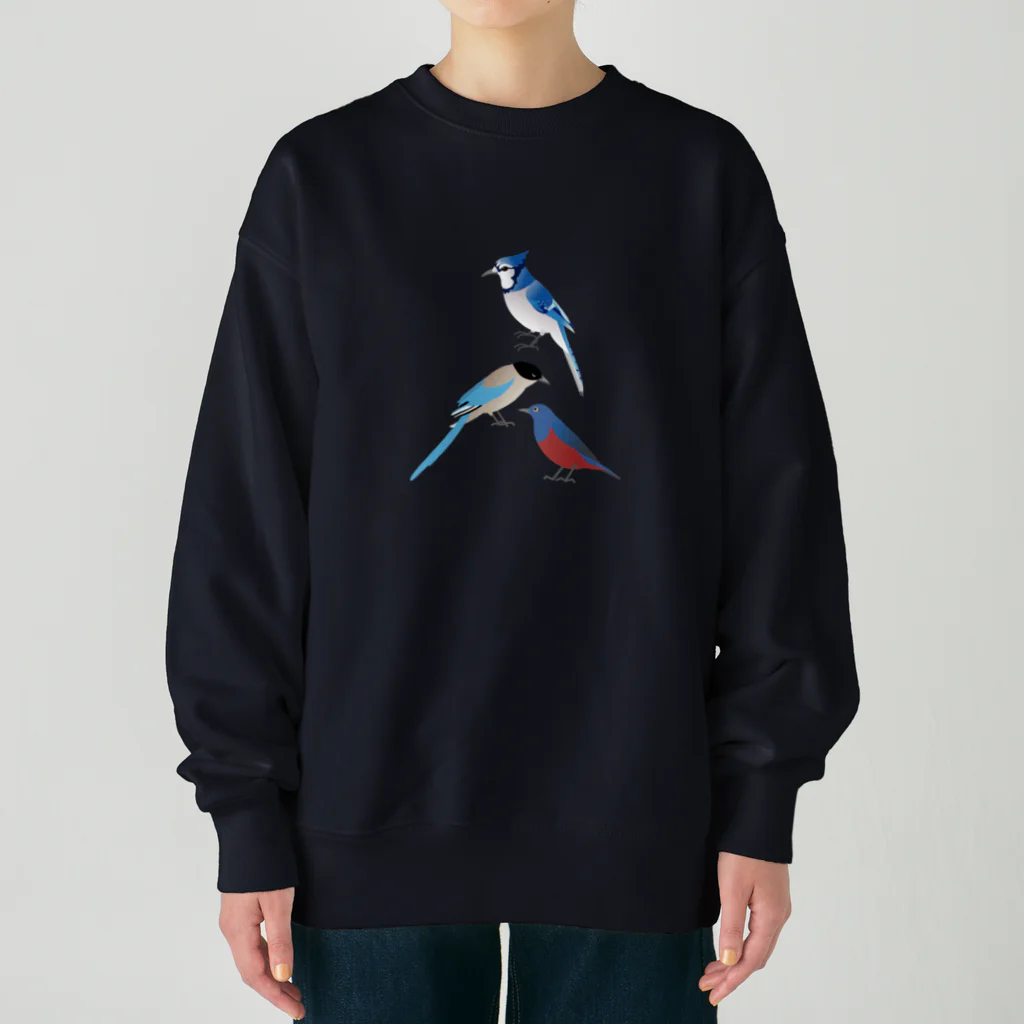 エダマメトイチ雑貨店のI love blue birds 3 イソヒヨドリ  Heavyweight Crew Neck Sweatshirt