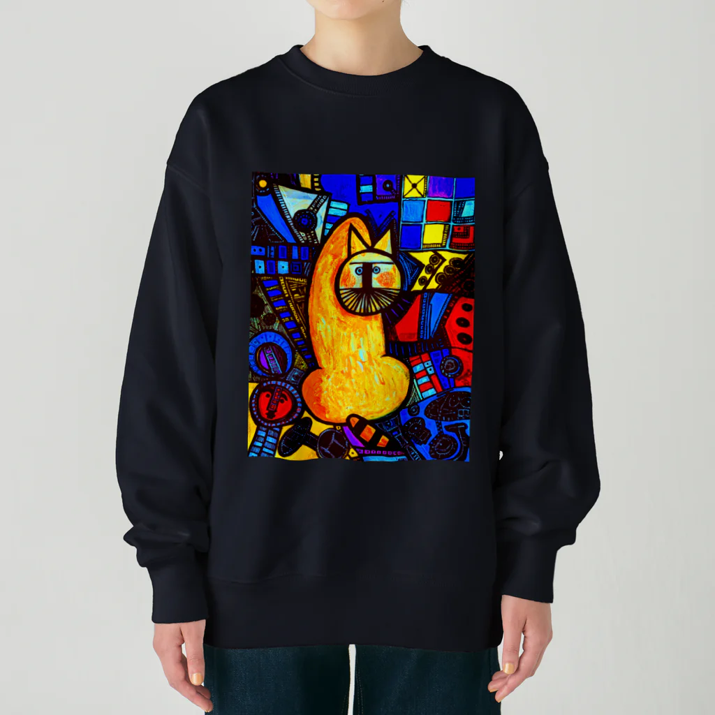 関ヶ原すー子の振り向く猫😺 Heavyweight Crew Neck Sweatshirt