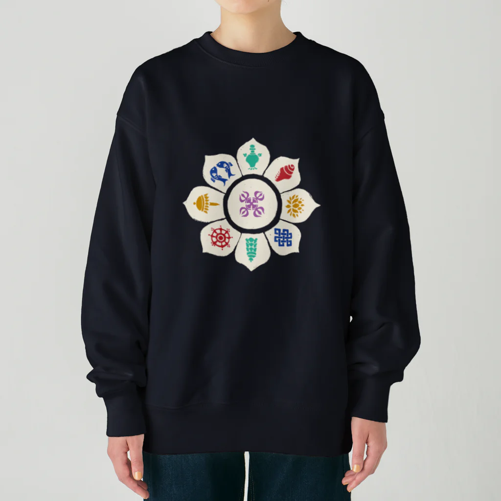 IZANAMI by Akane Yabushitaのチベットの八吉祥（背景透過） Heavyweight Crew Neck Sweatshirt