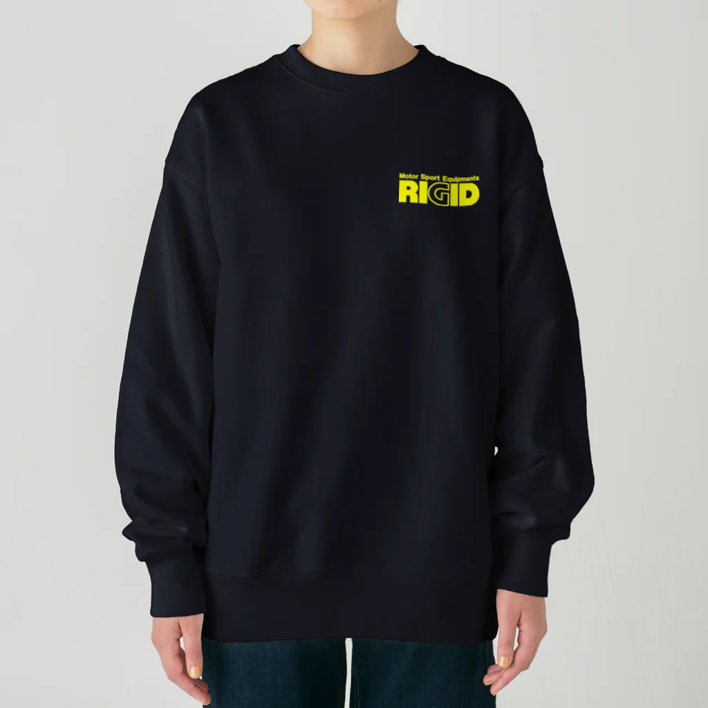 リジット・モータースポーツのRIGID透過黄ロゴ Heavyweight Crew Neck Sweatshirt