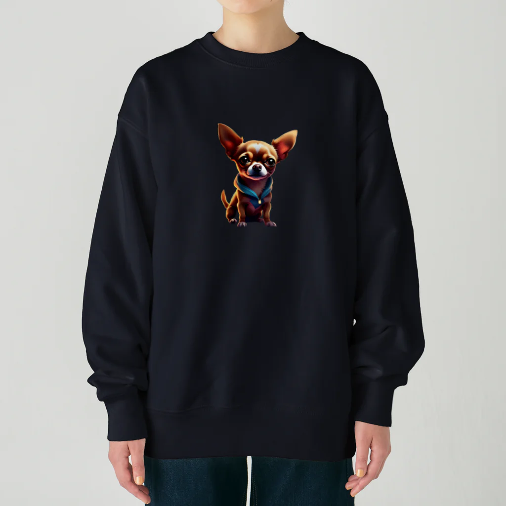 スリーウィスダムのチワワのまなざし Heavyweight Crew Neck Sweatshirt