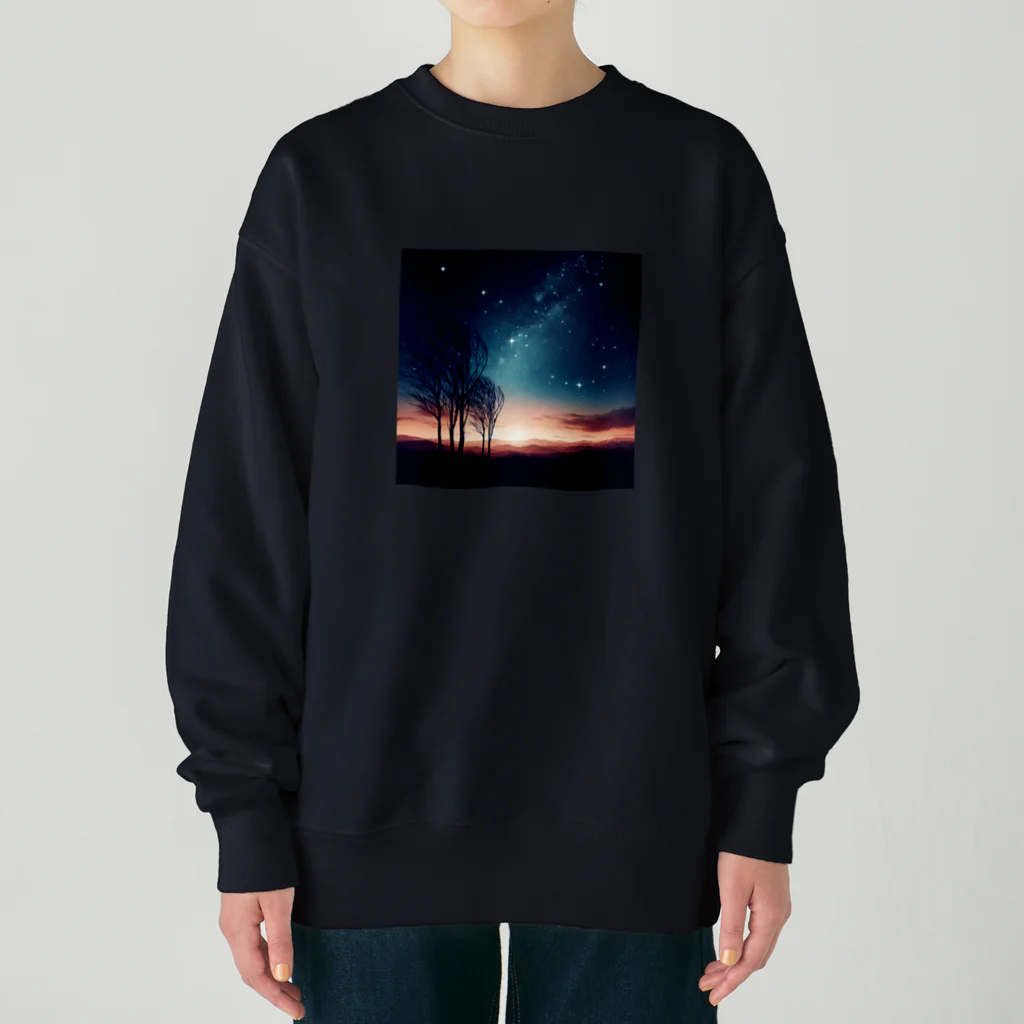 終わらない夢🌈の幻想的な夜空🌌 Heavyweight Crew Neck Sweatshirt