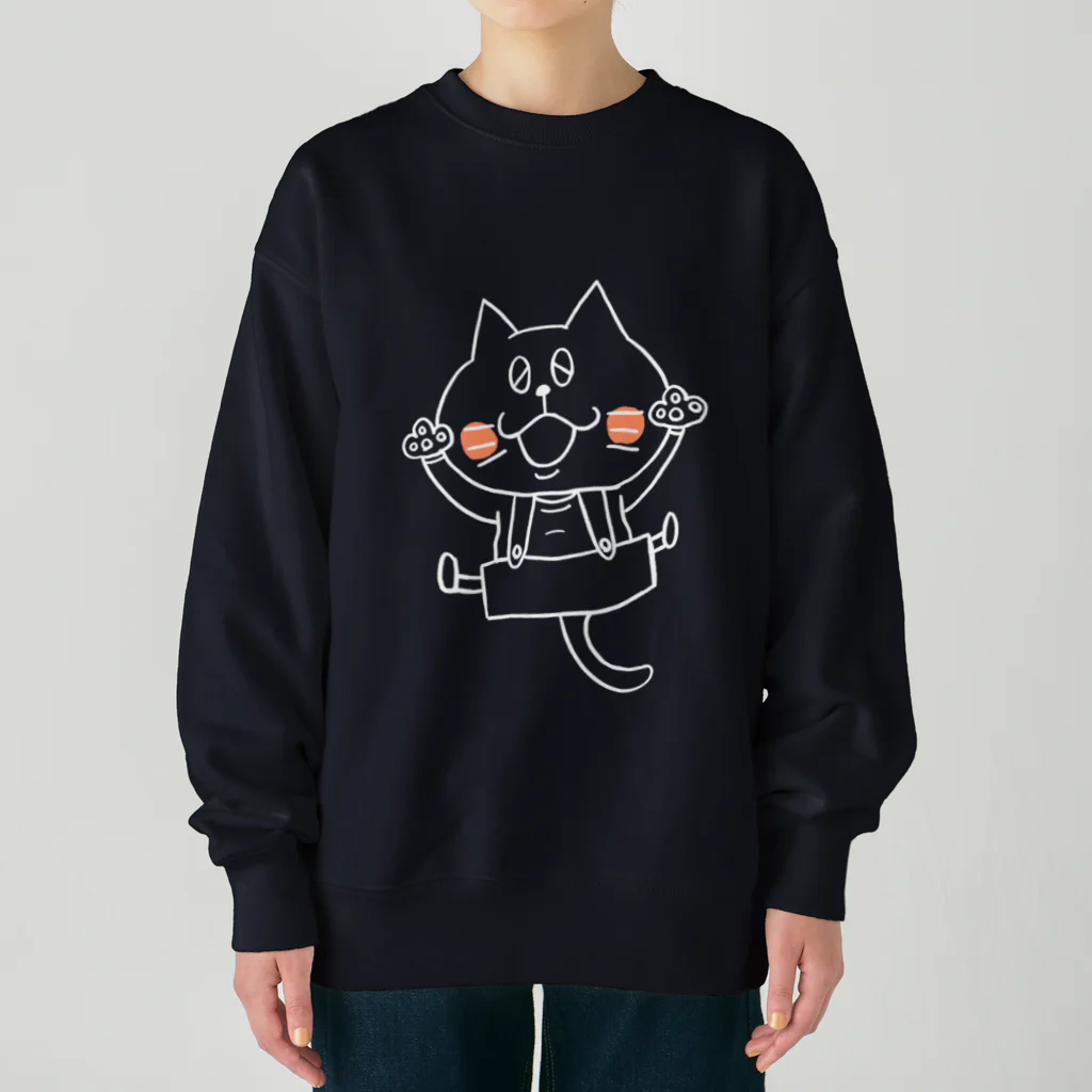 猫沢商店の猫のボン太グッズ（白線） Heavyweight Crew Neck Sweatshirt