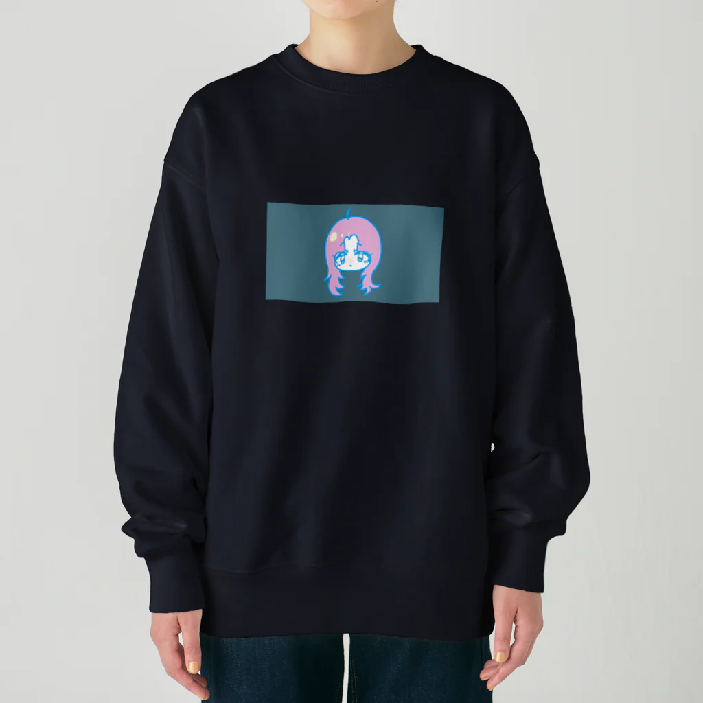 niramanjuのピンクの髪の女の子 Heavyweight Crew Neck Sweatshirt