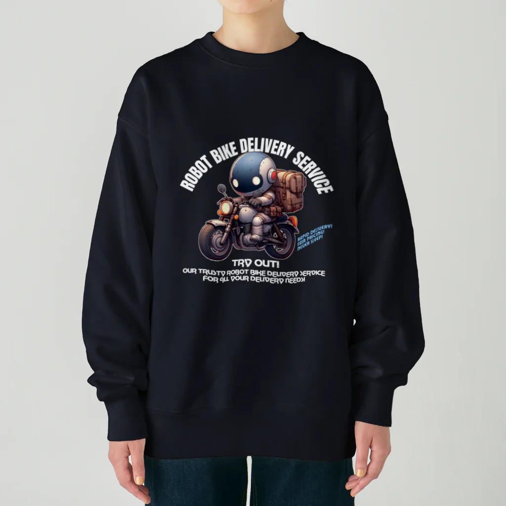 kazu_gのロボットバイク便(濃色用) Heavyweight Crew Neck Sweatshirt