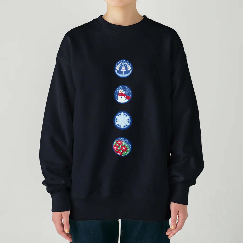 ハナドリカ SUZURI店のスノーイラストボタン Heavyweight Crew Neck Sweatshirt