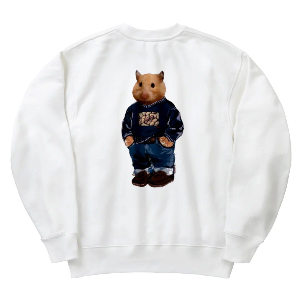 ことぷん の こぜにかせぎのはとふろーれん背面 Heavyweight Crew Neck Sweatshirt