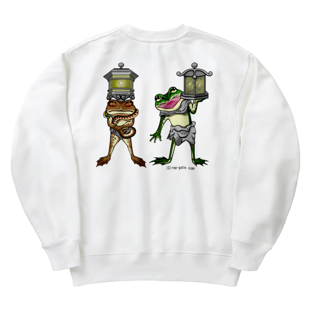 もむのふの爬虫類グッズやさんの龍燈鬼・天燈鬼コンビバックプリント Heavyweight Crew Neck Sweatshirt