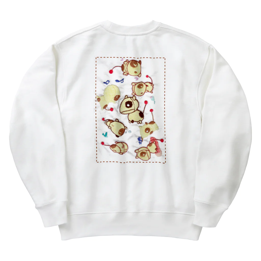 星屑の街の刺繍のマスコット「もち」 Heavyweight Crew Neck Sweatshirt