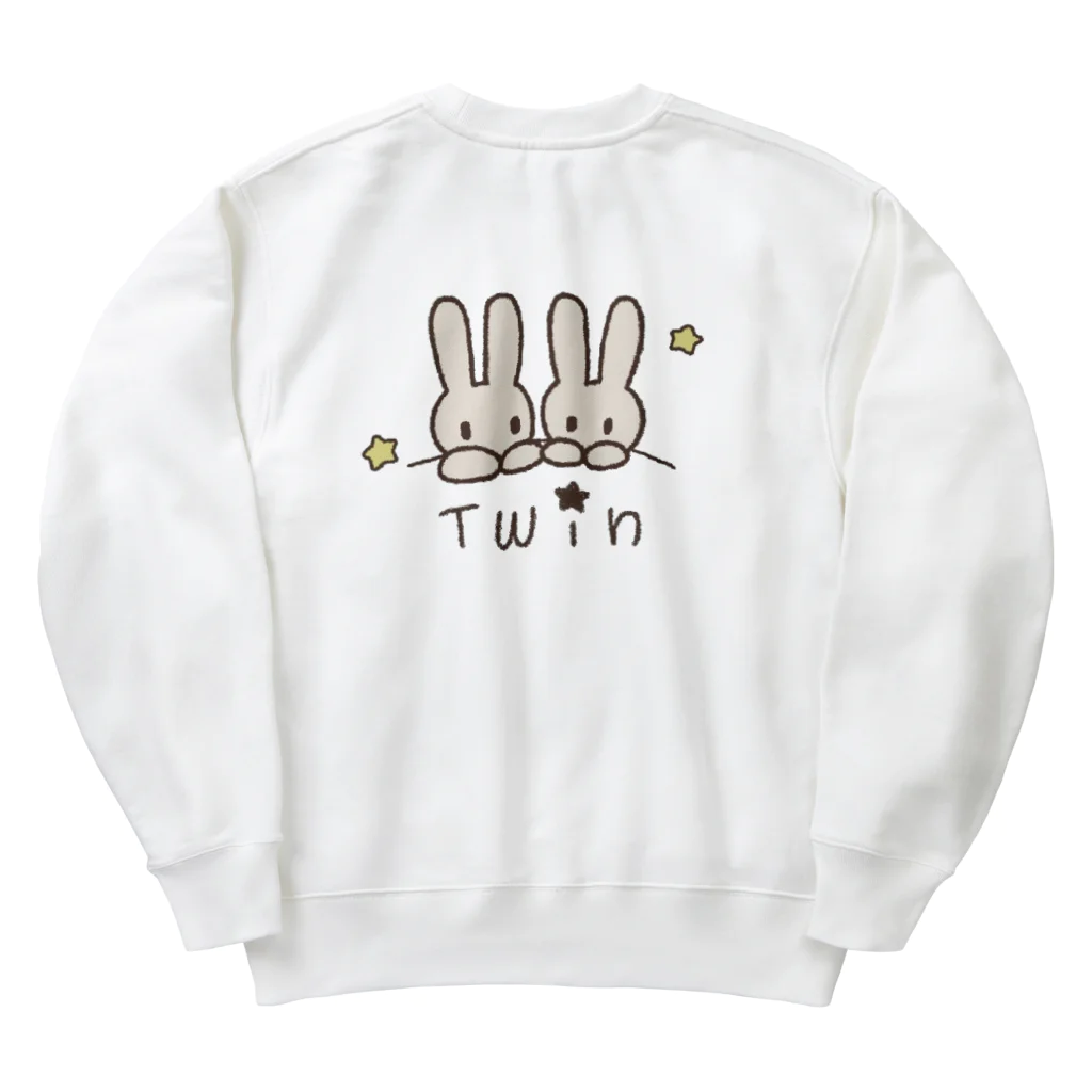 多胎児応援し隊の双子うさぎ Heavyweight Crew Neck Sweatshirt