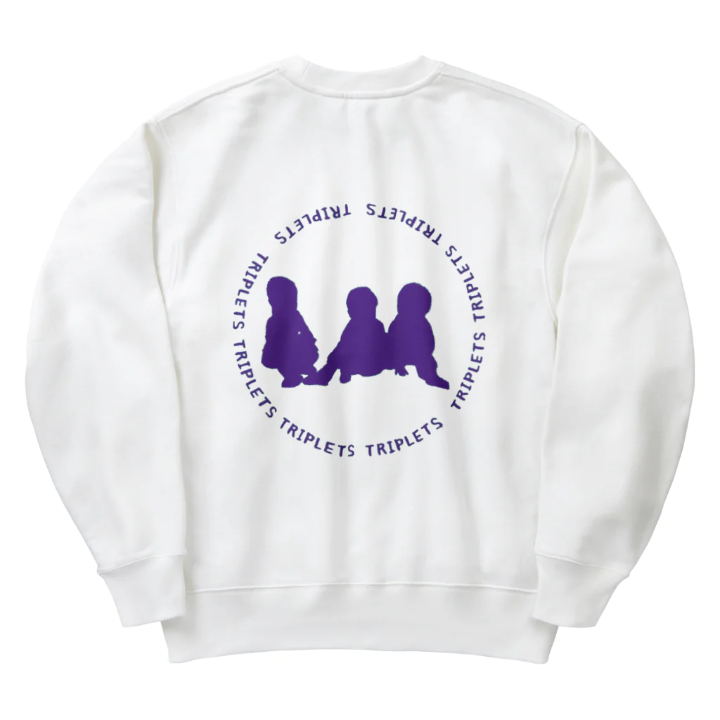 多胎児応援し隊の背中3つ子 一松カラー Heavyweight Crew Neck Sweatshirt