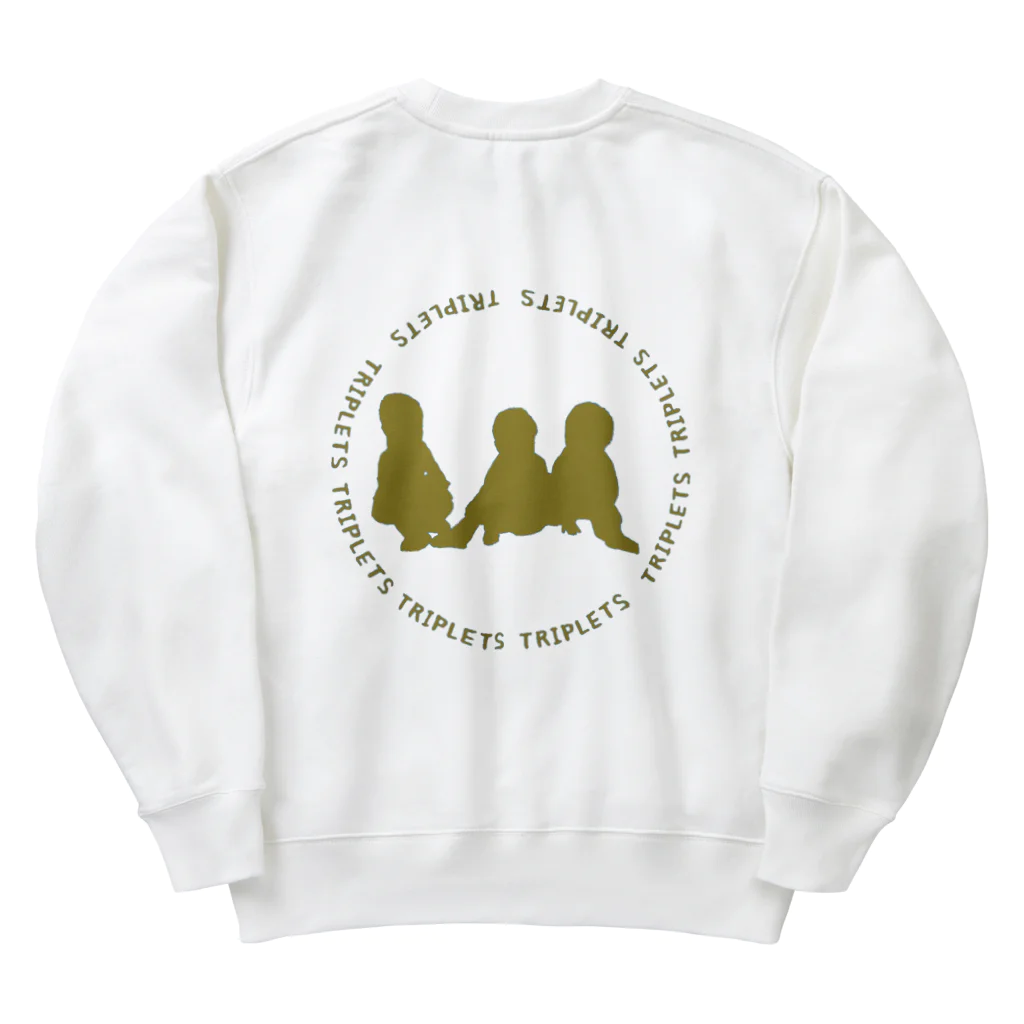 多胎児応援し隊の背中3つ子 十四松カラー Heavyweight Crew Neck Sweatshirt