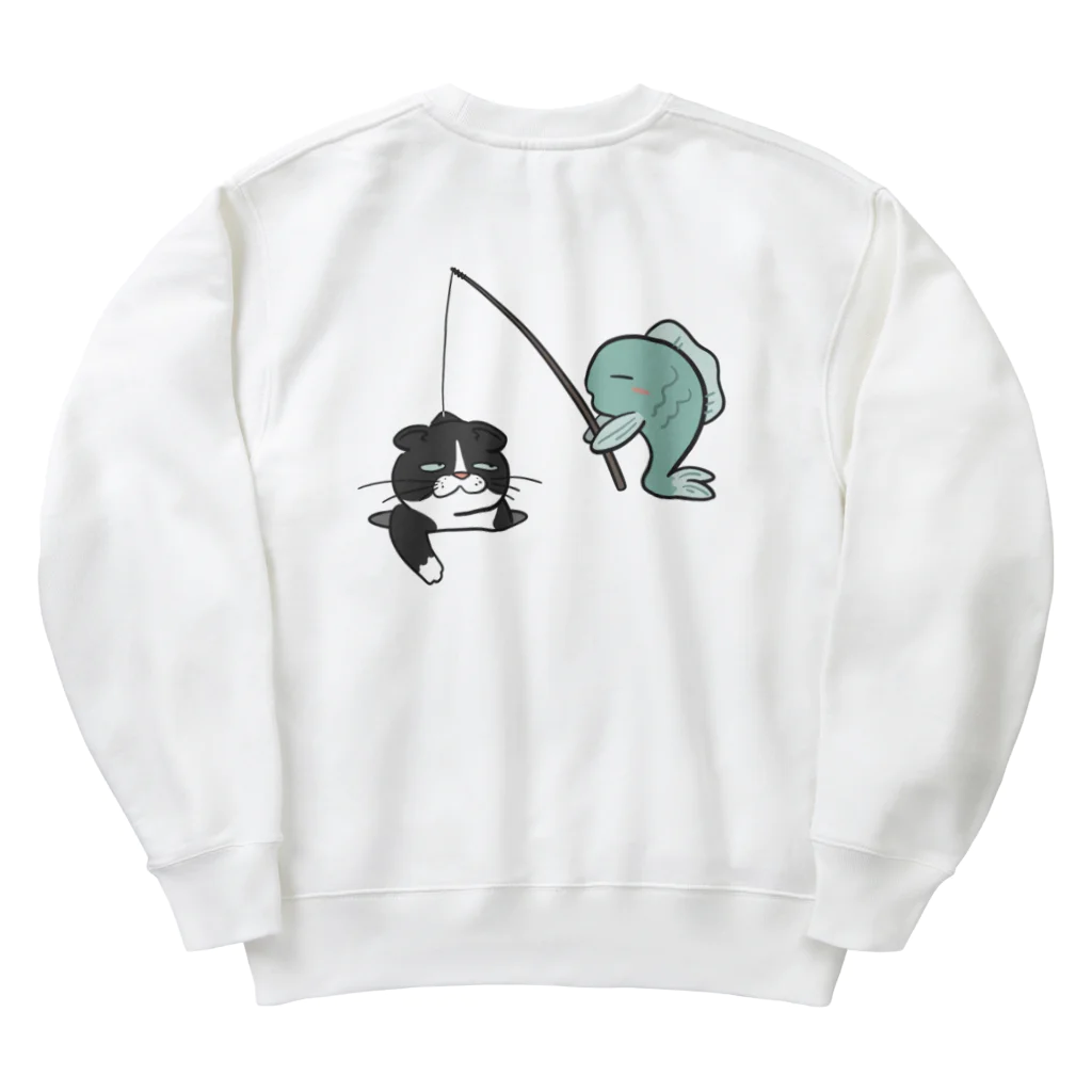 わらじ屋のネコを釣るサカナ Heavyweight Crew Neck Sweatshirt