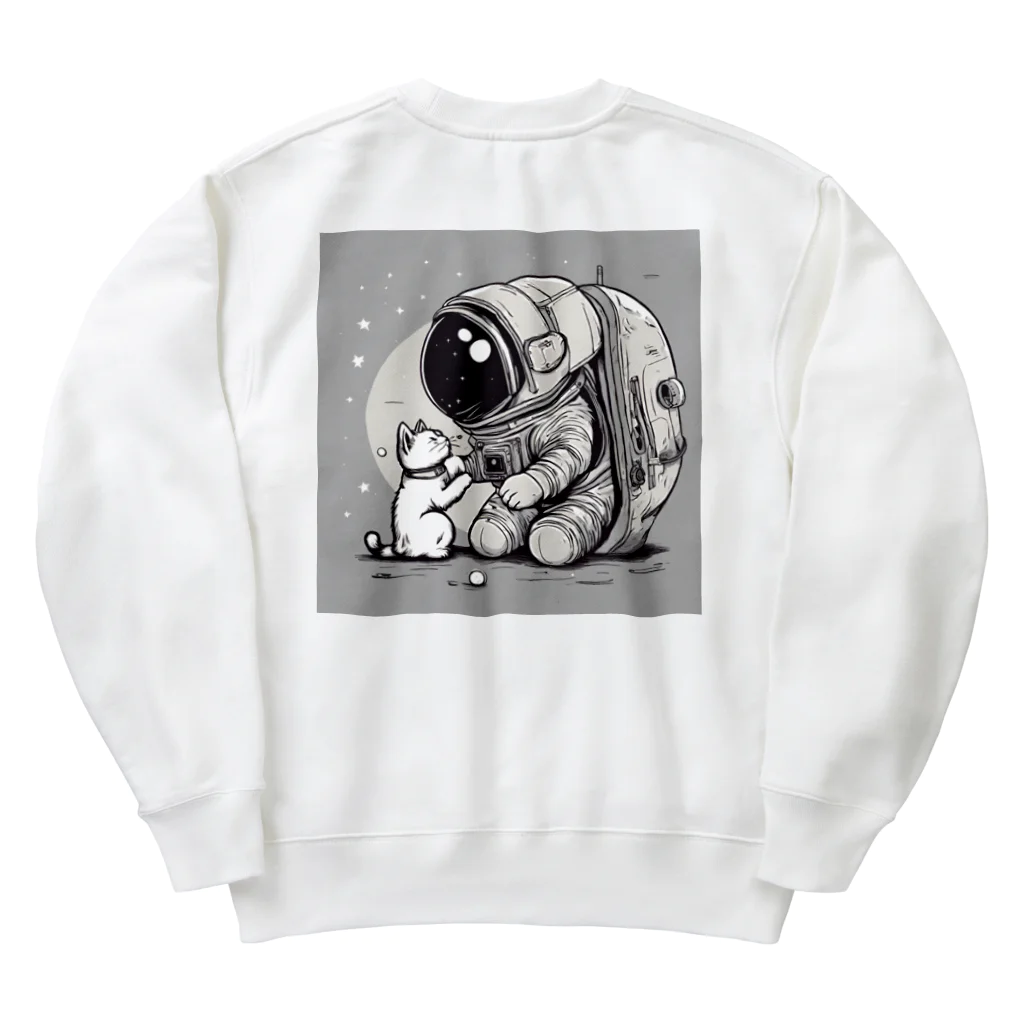 RENUの宇宙飛行士と猫 Heavyweight Crew Neck Sweatshirt