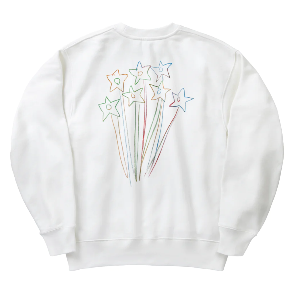 こどもと私の絵や粘土の花瓶に入った星の花 Heavyweight Crew Neck Sweatshirt