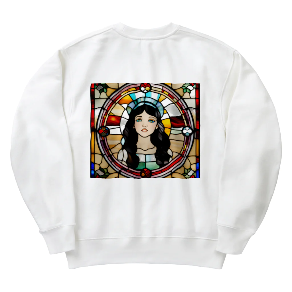 coron72のステンドグラス【黒髪女子】 Heavyweight Crew Neck Sweatshirt