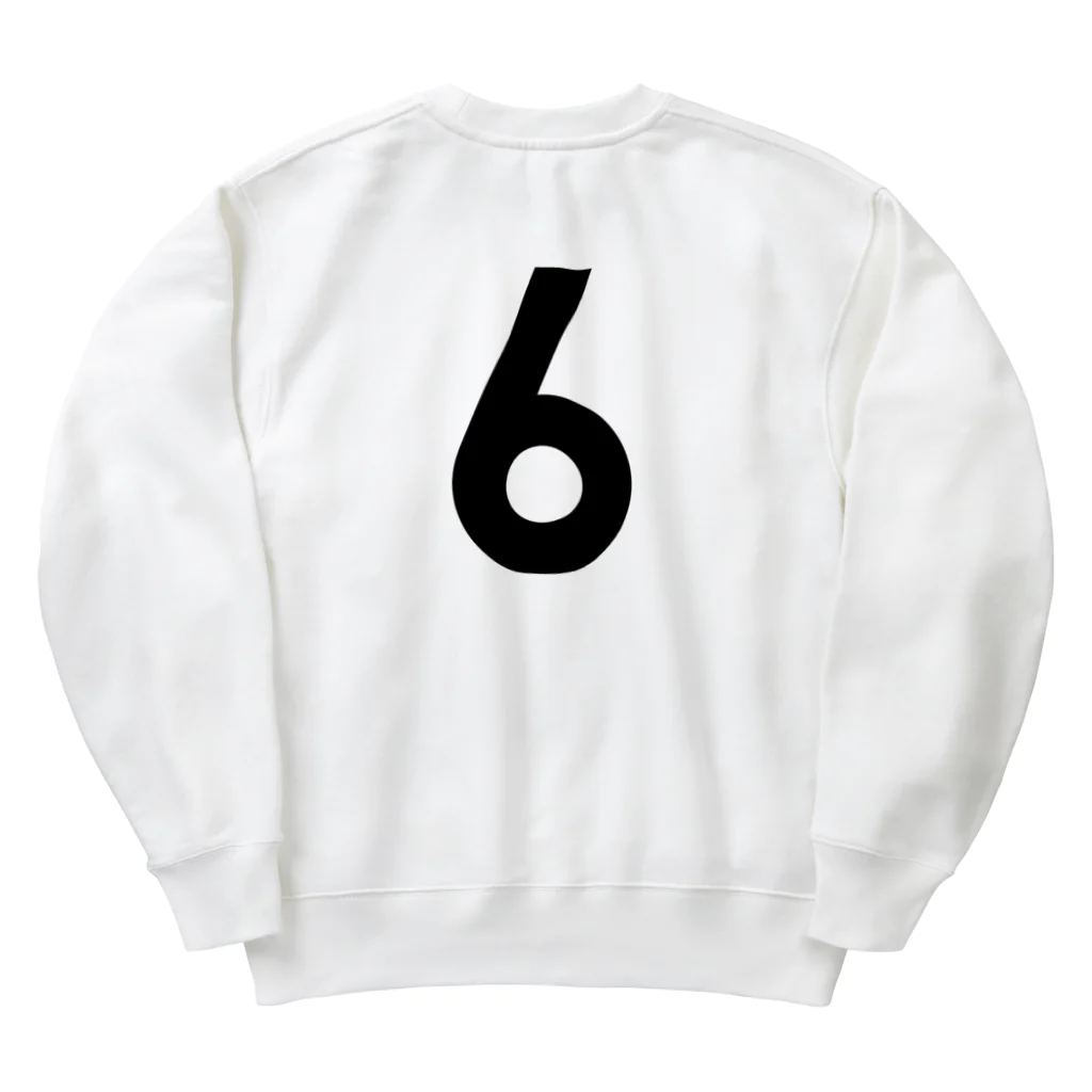 コチ(ボストンテリア)のバックプリント：ただの6です。 Heavyweight Crew Neck Sweatshirt