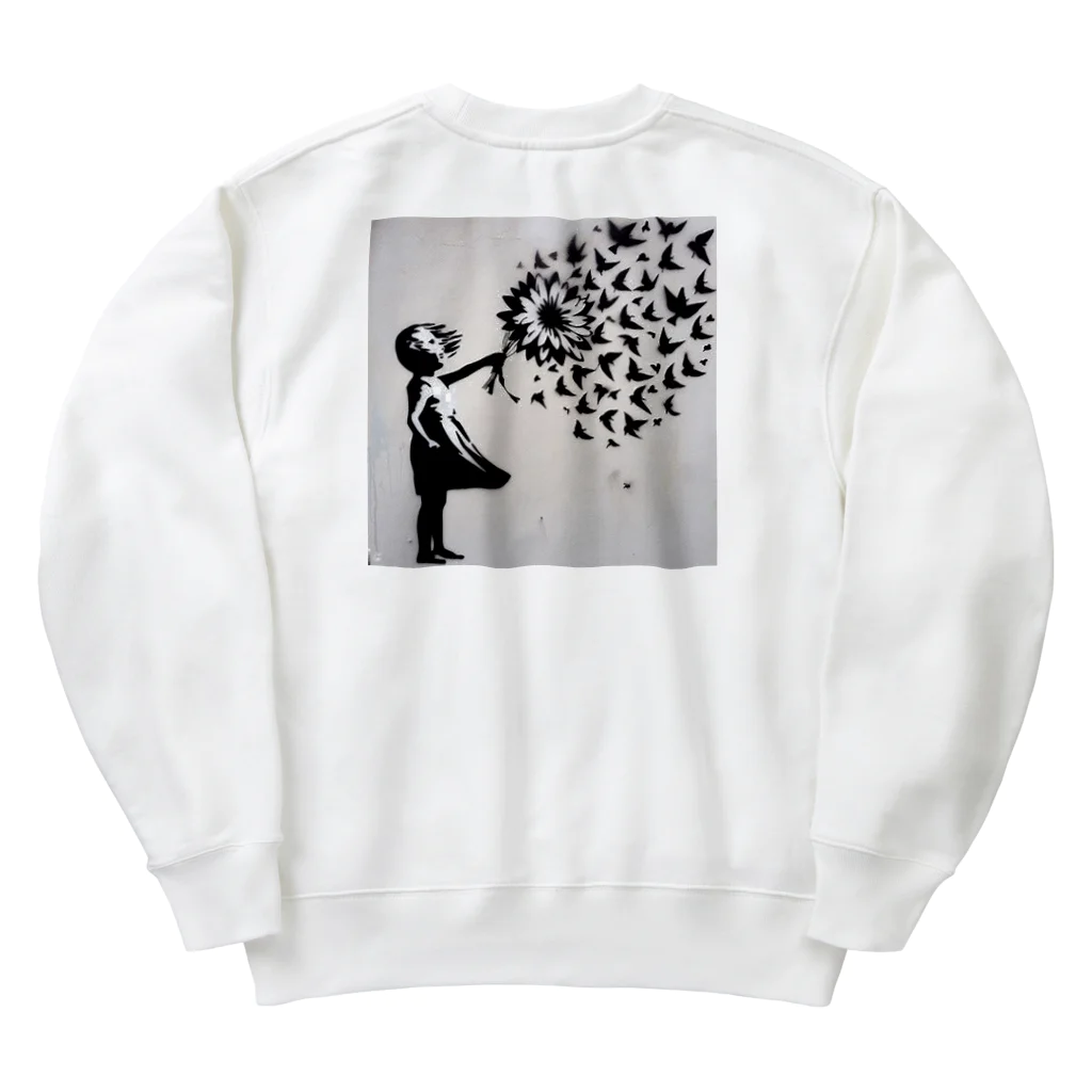 ビンパシーの館の花束でマジックする女の子 Heavyweight Crew Neck Sweatshirt