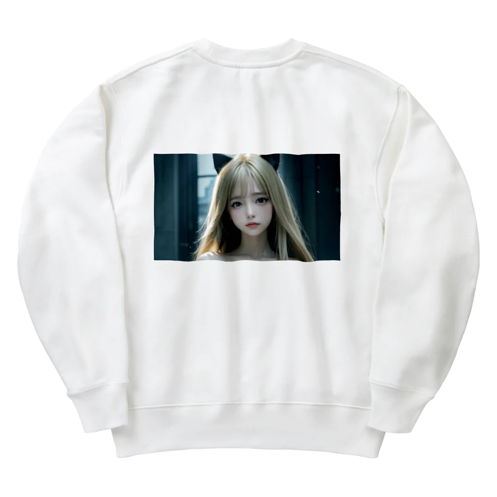 AI美女書架のAI美女猫　ララ Heavyweight Crew Neck Sweatshirt