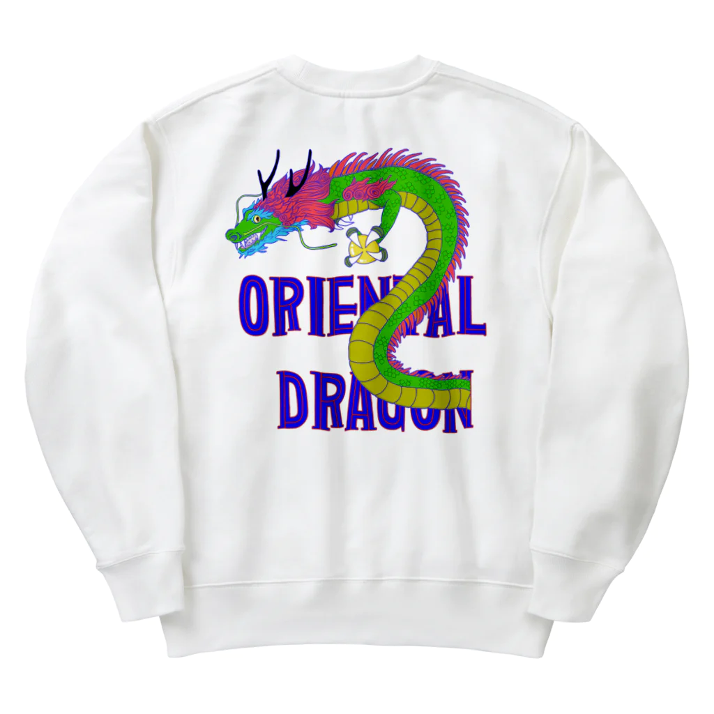 LalaHangeulのORIENTAL DRAGON（龍）英字 バックプリント Heavyweight Crew Neck Sweatshirt