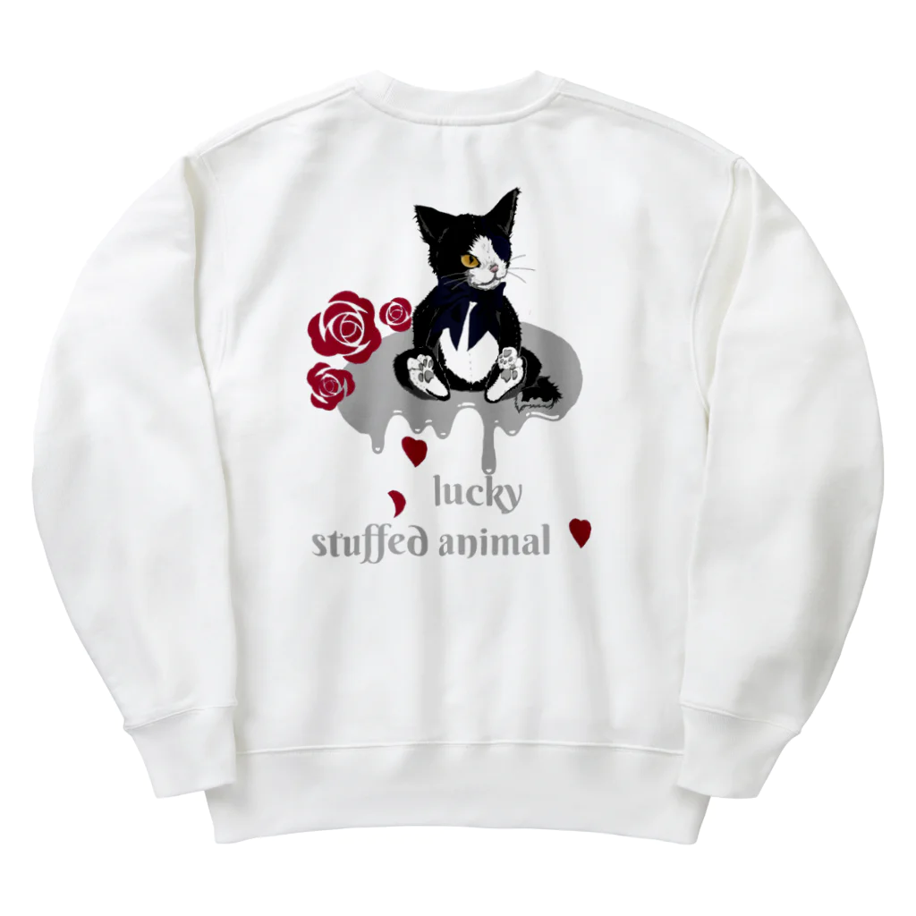 Jasmine工房のlucky stuffed animal   猫&赤薔薇 Heavyweight Crew Neck Sweatshirt