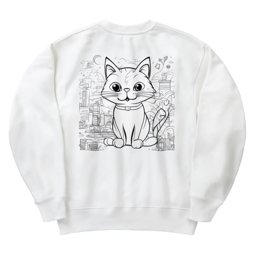 にゃんこーねこの白い猫 Heavyweight Crew Neck Sweatshirt