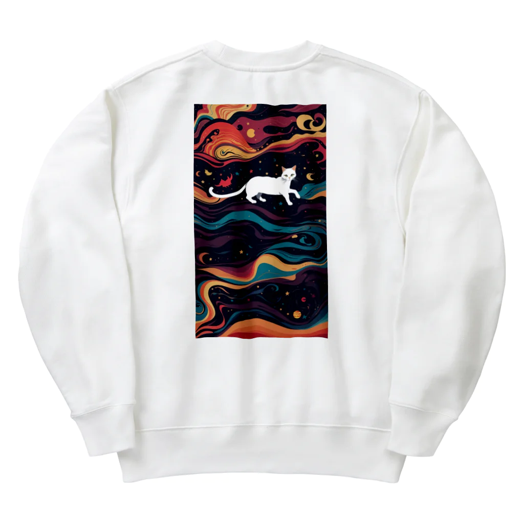 AQUAMETAVERSEの宇宙で遊んでる白猫 アメジスト 2846 Heavyweight Crew Neck Sweatshirt