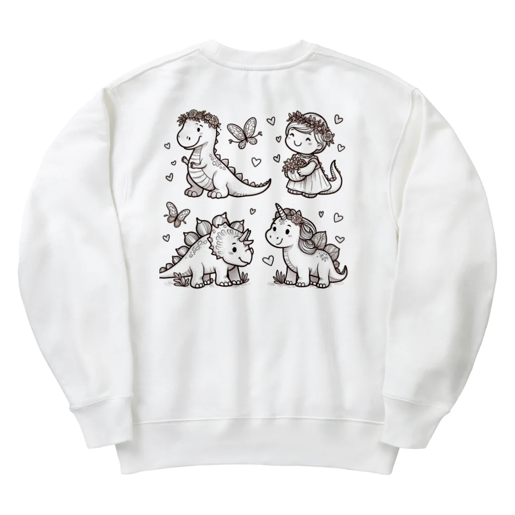 リトルスタイルズ　パパママ&子ども服の仲良し恐竜 Heavyweight Crew Neck Sweatshirt