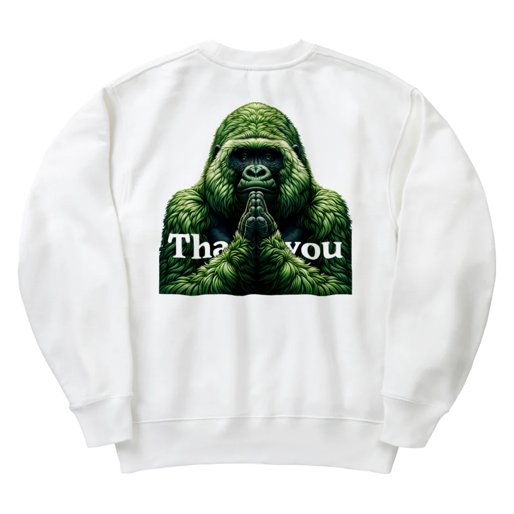 めめめものthank you緑ゴリラ Heavyweight Crew Neck Sweatshirt