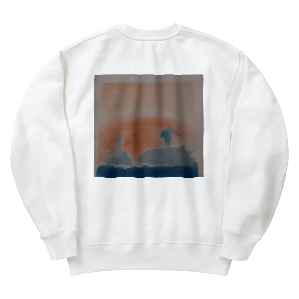 わくわく海の雑貨屋のやさしいクジラの親子 Heavyweight Crew Neck Sweatshirt