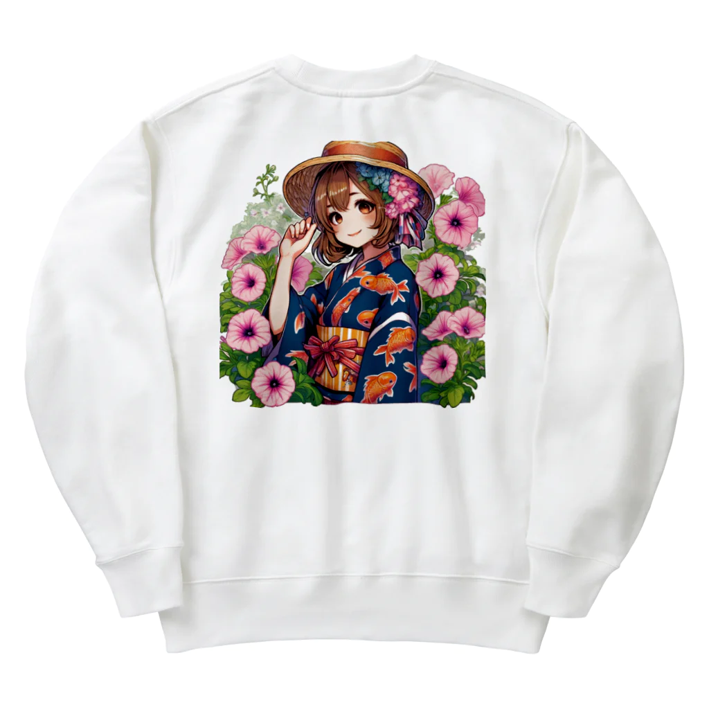 かるるんショップの夏と浴衣と麦わらと Heavyweight Crew Neck Sweatshirt