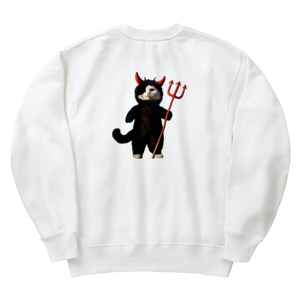 かわいい猫たちのかわいい天使の子猫と悪魔の子猫 Heavyweight Crew Neck Sweatshirt