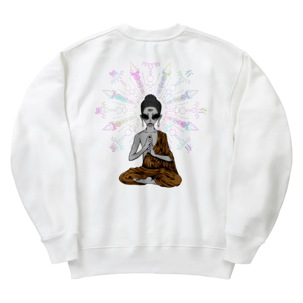 五三〇号のグレイ如来 Heavyweight Crew Neck Sweatshirt